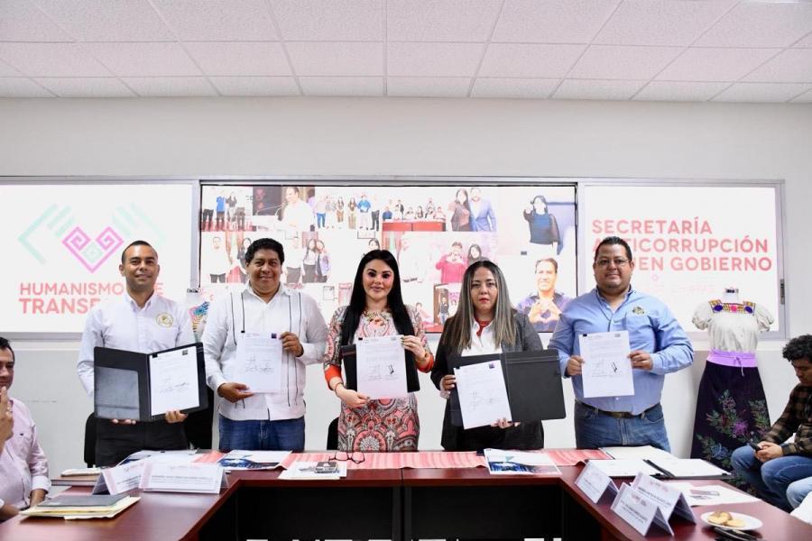 Celebran firma de convenio de colaboración entre la Secretaría Anticorrupción y Colegios de Ingenieros