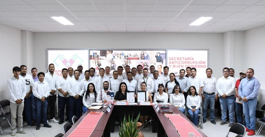 Firman Convenio de Colaboración la Secretaría Anticorrupción y Buen Gobierno y el Primer Colegio Chiapaneco de Ingenieros Topógrafos A.C.