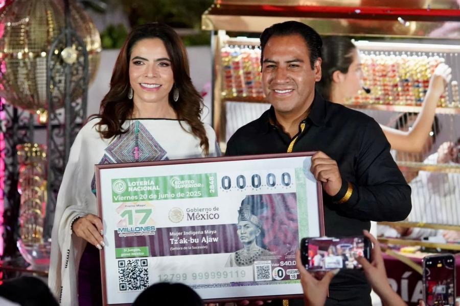 Sorteo Superior de la Lotería Nacional celebrado en la estación del Tren Maya en Palenque, Chiapas