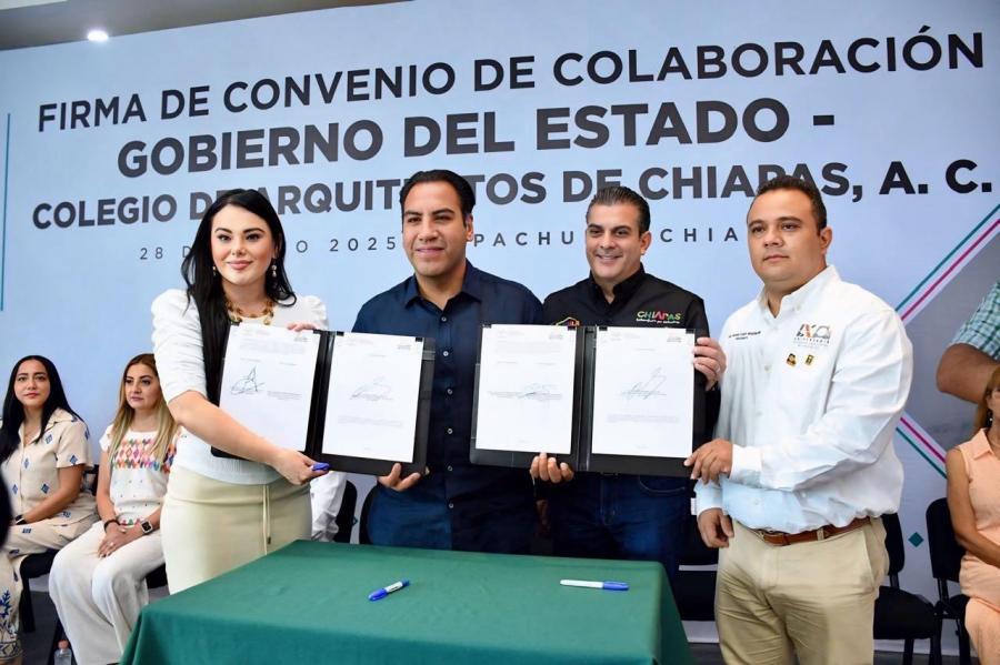 Gobierno de Chiapas y Colegio de Arquitectos de Chiapas A.C. firman convenio para fortalecer la transparencia y calidad en la obra pública